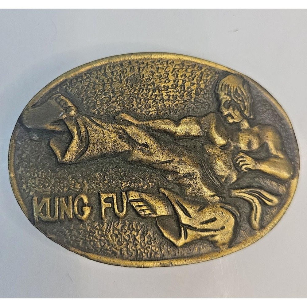 Kung Fu Fighter Kick Martial Arts Vintage Metal Belt Buckle